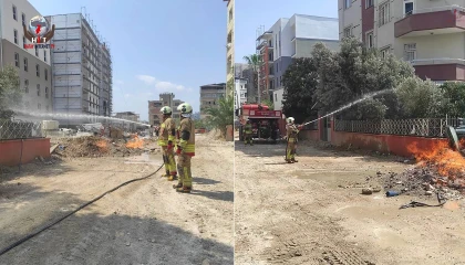 Defnede doğalgaz borusunda yaşanan sızıntıdan alevler yükseldi