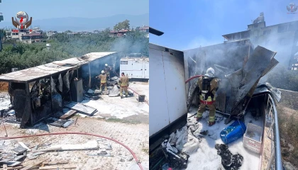 Defnede konteyner yangını yaşandı