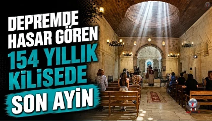 Depremde hasar gören 154 yıllık tarihi kilisede restorasyon çalışmalarına başlandı