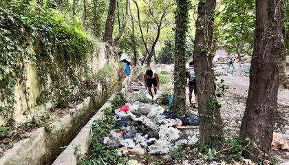 Gördükleri manzaraya duyarsız kalmayıp, eldiven ve maskeyle temizlik yaptılar