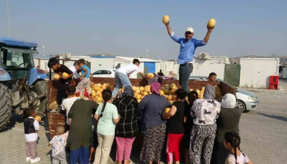 Kavunun tanesini tüccara 5 TLye satmak yerine 50 ton kavunu depremzedelere bedava dağıtıyor