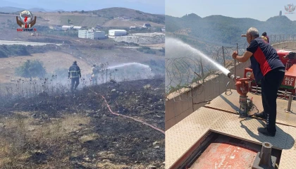 Yayladağında arazi yangını geniş alana yayılmadan söndürüldü