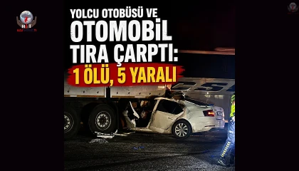 Yolcu otobüsü makaslayan tıra çarptı: 1 ölü, 5 yaralı