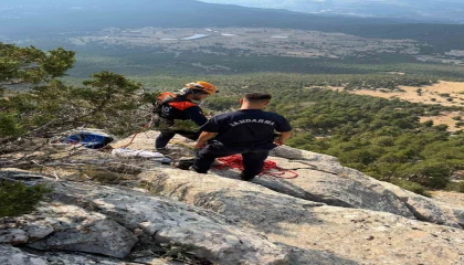 Burdurda 3 gündür sarp arazide mahsur kalan 6 küçükbaş hayvan ekipler tarafından kurtarıldı