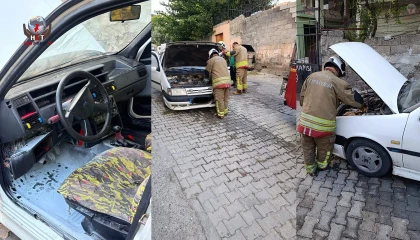 İskenderunda otomobilde yangın çıktı