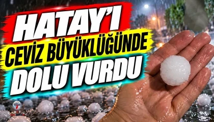Hatay'da ceviz büyüklüğündeki dolu çevreyi beyaza bürüdü