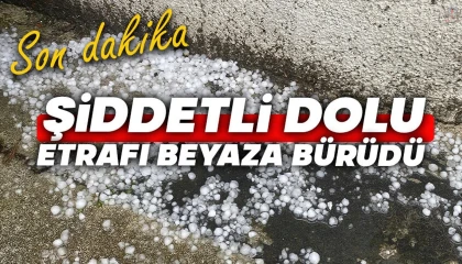 Hatayda dolu yağışı çevreyi beyaza bürüdü