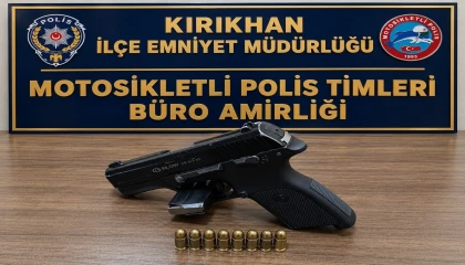 Kırıkhanda ruhsatsız tabanca ve fişek ele geçirildi