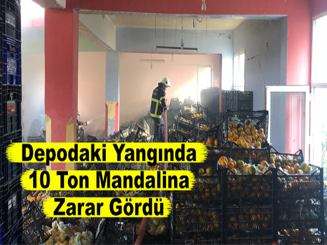 Depodaki Yangında 10 Ton Mandalina Zarar Gördü