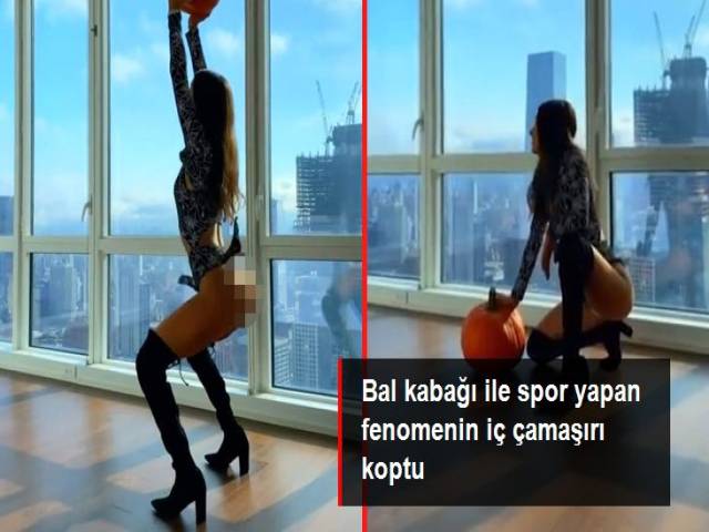 Bal kabağı ile spor yapan fenomenin iç çamaşırı koptu
