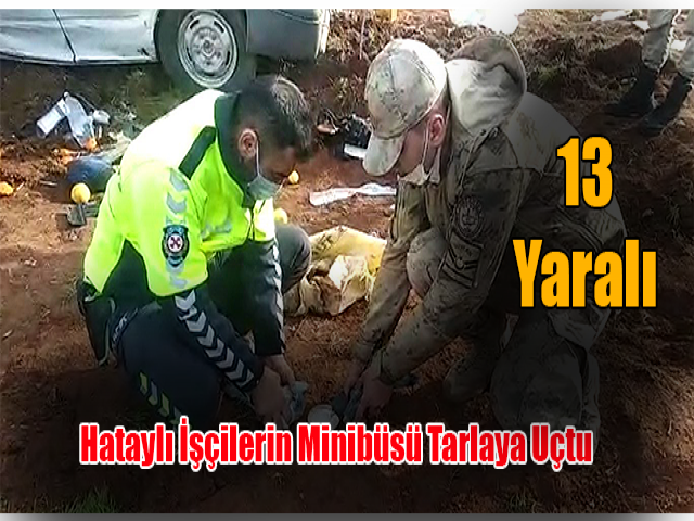 Hataylı işçilerin minibüsü tarlaya uçtu: 13 yaralı 