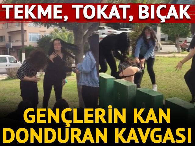 Hatay'da kızların tekme tokat kavgası kamerada