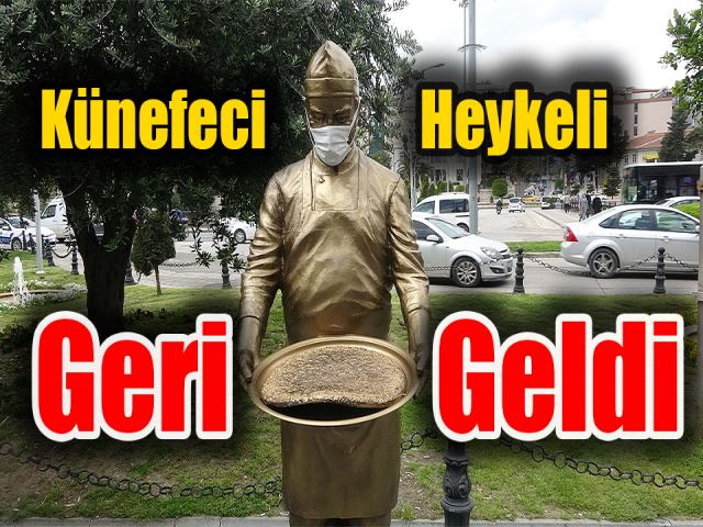 Tepsisi çalınan ’Künefeci Heykeli’’ yeniden yapıldı