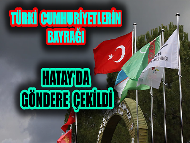 TÜRKİ CUMHURİYETLERİN BAYRAĞI HATAY'DA GÖNDERE ÇEKİLDİ