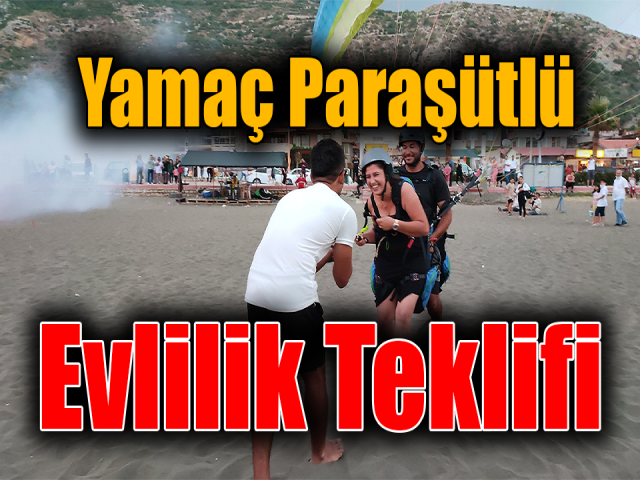 İtfaiye erinden yamaç paraşütlü evlilik teklifi