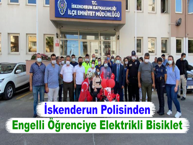 İskenderun Polisinden Engelli Öğrenciye Elektrikli Bisiklet