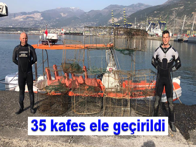 Hatay'da yasa dışı balık avlamada kullanılan 35 kafes ele geçirildi